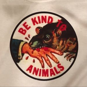 Mens Medium White Short Sleeve “Be Kind To Animals” Logo T-Shirt